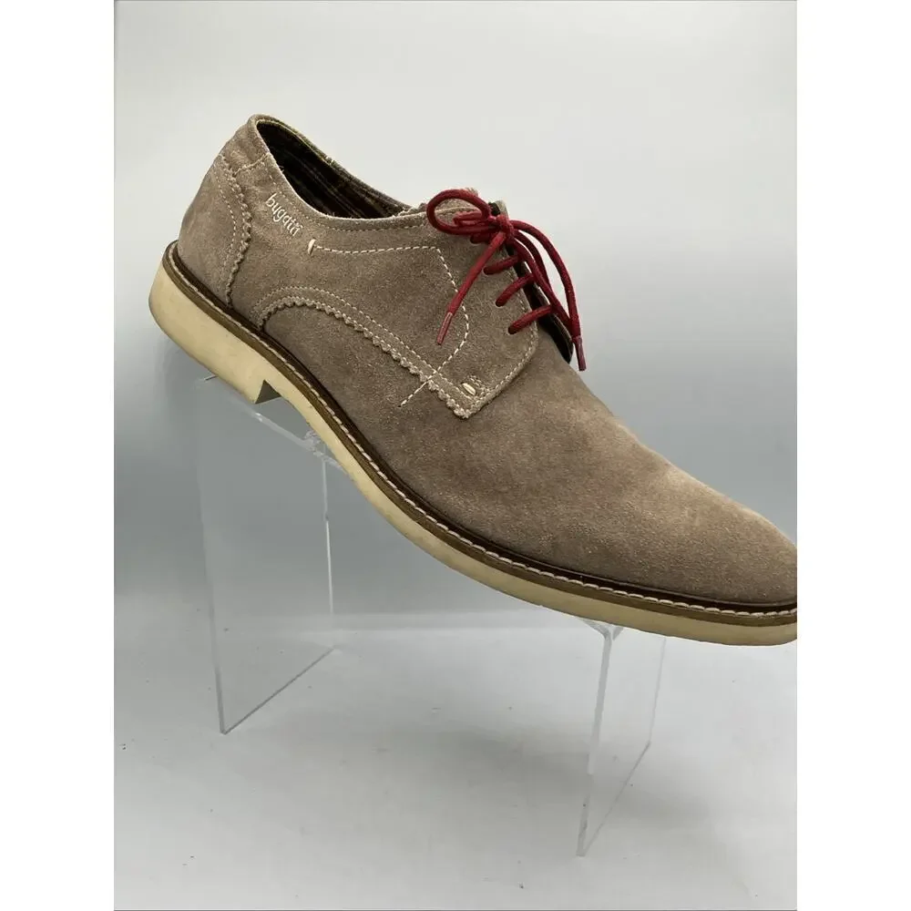 Bugatti Men's EU 46 US 13 Tan Suede Derby Lace-Up Shoes Comfort Classic